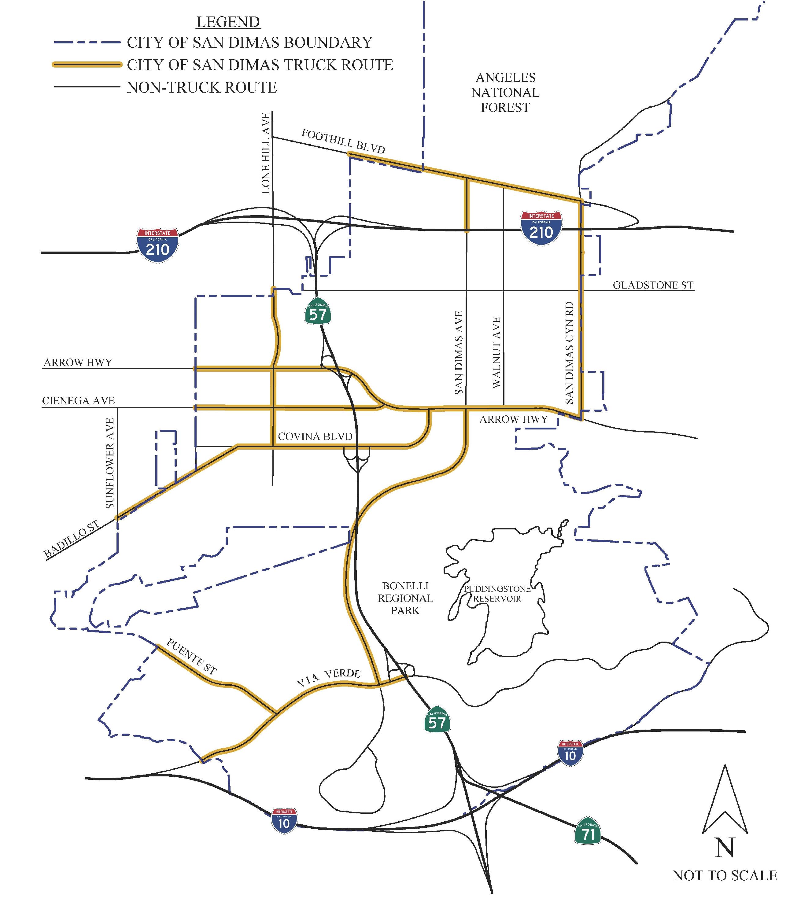 cropped City of San Dimas Truck Routes Map - Color